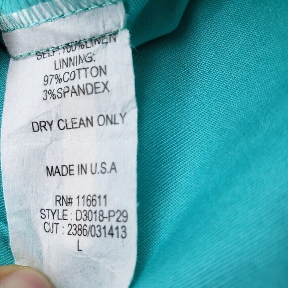 Maternal America Green Linen Cap Sleeve Crochet Eyelet Maternity Dress L - Picture 5 of 5